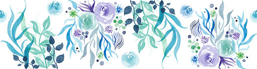 Motif aquarelle fleurs couleurs froides CatMat
